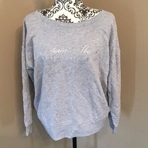 Victoria’s Secret grey sweatshirt with silver Victoria’s Secret Angel Love Dream